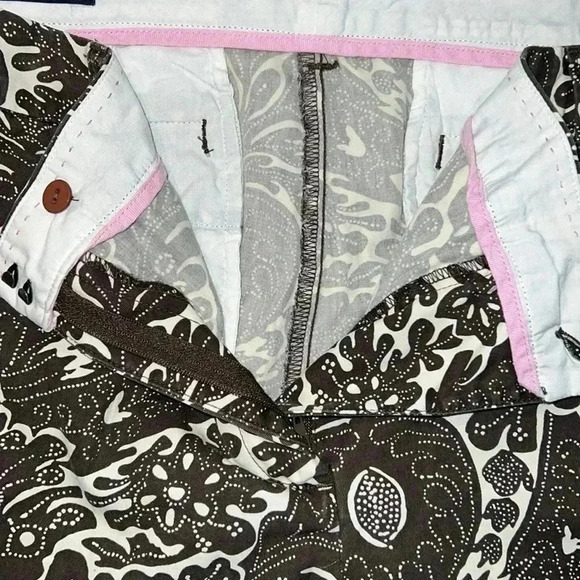 Lands End Crop Printed Brown and White Pants Z10 - Picture 5 of 6
